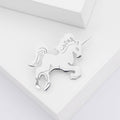 Minimal Unicorn Brooch in Gold and Silver Tones for Jackets, Coats, and Scarves view 3