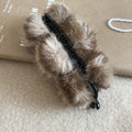 Faux Fur Pom Ball Twist Hair Clip White Pink Coffee view 8