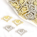 Crystal Heart Bow Charms in Gold and Silver Tone Finishes view 1