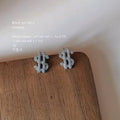 Silver Tone Clear Pave Dollar Sign Mini Stud Earrings view 3