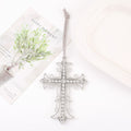 Silver Filigree Rhinestone Cross Metal Hanging Ornament view 2