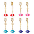 Gold Huggie Evil Eye Chain Drop Earrings 6 Color Styles view 5