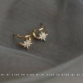 Gold Double Layer Hoop Studs With Crystal Starburst Stars view 4