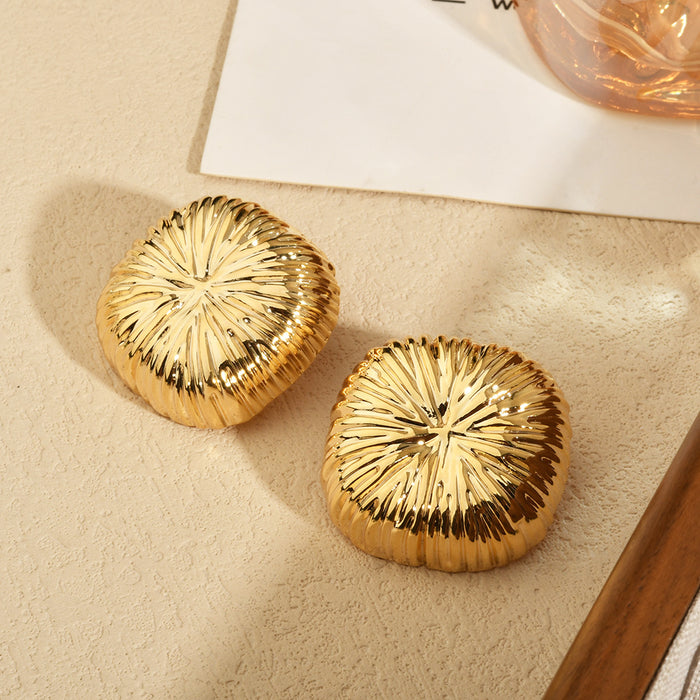Radiating Square Statement Stud Earrings In Two Finishes