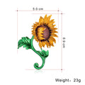 Green Gold Tone Sunflower Enamel Metal Brooch Pin for Jackets and Lapels view 2