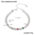 Mesh Chain Necklace Bracelet Multicolor Zircon Steel view 7