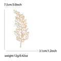 Crystal Fern Leaf Brooch in Gold and Silver Tone Decorative Lapel Accessory view 6