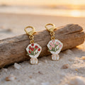 Enamel Tulip Bouquet Keychain Gold Clasp Red Or Pink view 4