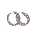 Crystal Interlocking Link Hoop Earrings in Gold and Silver Tone view 5
