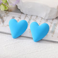 Colorful Matte Chunky Asymmetrical Heart Stud Earrings view 4