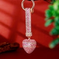 Geometric Band Crystal Heart Keychains with Straps and Plain Options view 7