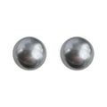 Gray Pearl Stud Earrings Gold Tone Post Large Round Pair view 5