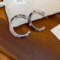 Marbled Resin C Hoop Earrings in Pink and Brown Fashion Earrings view 6