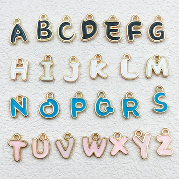 Colorful Alphabet Letter Metal Charms with 4 Listed Options