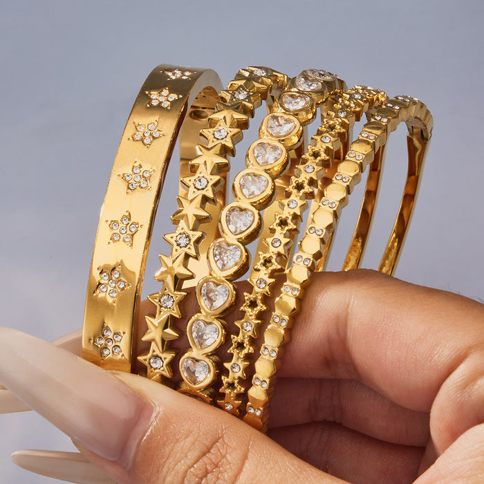 Crystal Hinged Bangle Collection in Five Gold and Silver Designs