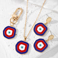 Red and Blue Evil Eye Keychains Necklaces and Earrings in Two Shapes view 2