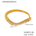 Stainless Steel Wave Pave Zircon Rings Gold Steel Multicolor view 6