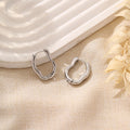Sculpted Irregular Silver Tone Bold Open Hoop Earrings view 4
