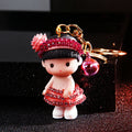 Jeweled Neighbor Girl Doll Keychains in Four Colors plus Assorted Option view 1