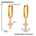 Crystal Cross Drop Hoop Earrings in Fifteen Gold Tone Styles view 9