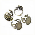 Filigree Oval Bezel Ring Blanks in Silver and Bronze Tones view 2