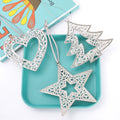 Silver Filigree Rhinestone Star Heart Tree Ornaments view 3