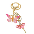 Ballerina and Rhinestone Butterfly Charm Keychain in Pink view 5