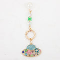 Rhinestone Sun Hat Keychain Pearl Bead Tassel Bag Charm view 2