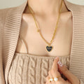 Forever Black Enamel Heart Mixed Chain Necklace Gold Steel view 4