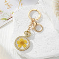 Round Pressed Flower Keychains with Split Rings and Clips view 3