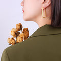 Hollow Rectangular Square Geometric Hoop Stud Earrings Metal view 4