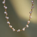 Double Strand Pearl And Gold Tone Chain Necklace Pendant Jewelry view 2