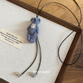 Blue Fabric Teddy Bear Cord Necklace Decorative Jewelry Design view 2