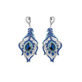 Blue Crystal Feather Drop Stud Earrings Decorative Jewelry Pair view 5