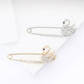 Swan Safety Pin Brooch With Decorative Crystal And Enamel Details view 1
