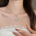 Crystal Heart Pendant Necklace in Gold and Silver Tone view 3