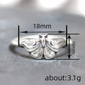 Antique Silver Engraved Moth Butterfly Top Fashion Ring view 4