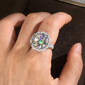 Silver Tone Round Halo Clear Center Stone Finger Ring view 4