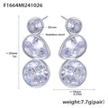 Three Stone Drop Earrings Round Pear Clear Zircon Gold Steel view 7