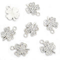 Clear Crystal Flower Metal Jewelry Charms, 2 Finishes view 6