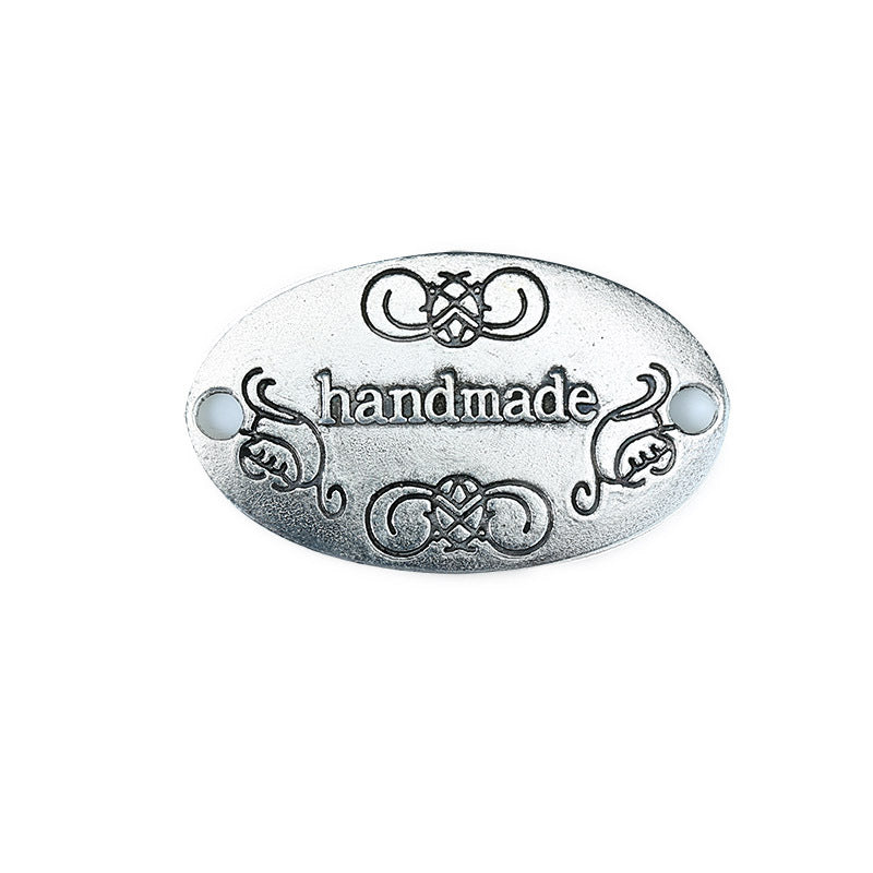 32x19mm Alloy Double-Hole Oval Handmade Letter Connector Charm