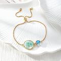 Gold Tone Adjustable Pressed Flower Slider Bracelets in Ten Designs view 8