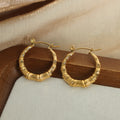 Bamboo Joint Hoop Earrings Gold and Steel Two Size Styles view 4