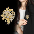 Gold Tone Money Tree Crystal Metal Brooch Pin for Jackets and Lapels view 3