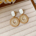 Woven Circle Drop Earrings In Nine Color And Back Styles view 9