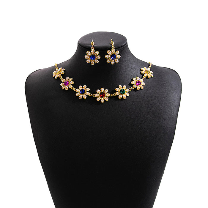 Daisy Flower Necklace and Earring Colorful Jewelry Sets