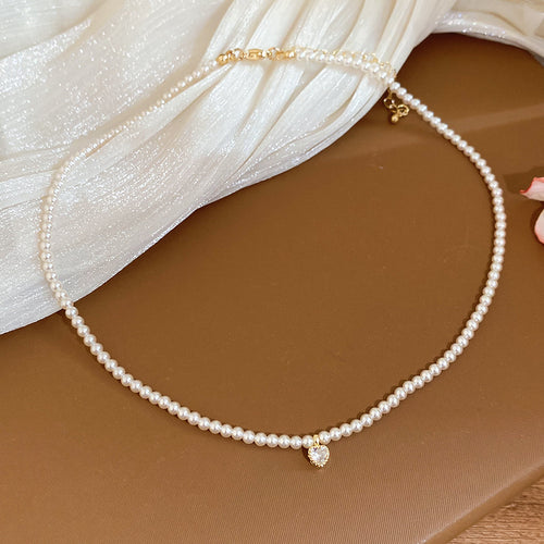 Delicate Pearl Strand Necklace with Single Pearl Drop product close-up