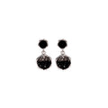 Black Square and Crushed Look Round Two Tone Stud Earrings view 5