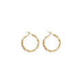 Textured Hoop Earrings in Gold and Silver Tones with Polished Metal Accents view 5