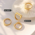 Angular Geometric Flat Bar Band Rings Gold and Steel view 2